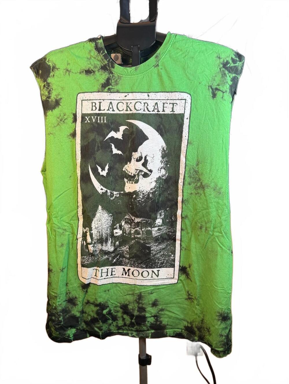 Blackcraft The Moon Graphic Sleeveless T-Shirt Green Tie-Dye sz XL
